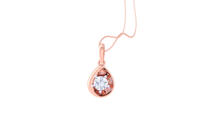 Pear Solitaire Pendent In Yellow Gold – 0.59 Ct Round Diamond