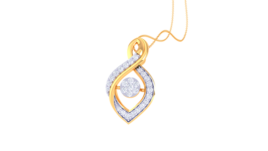 Enchanting Leaf Pendant in Gold with 0.27 Ct Diamonds