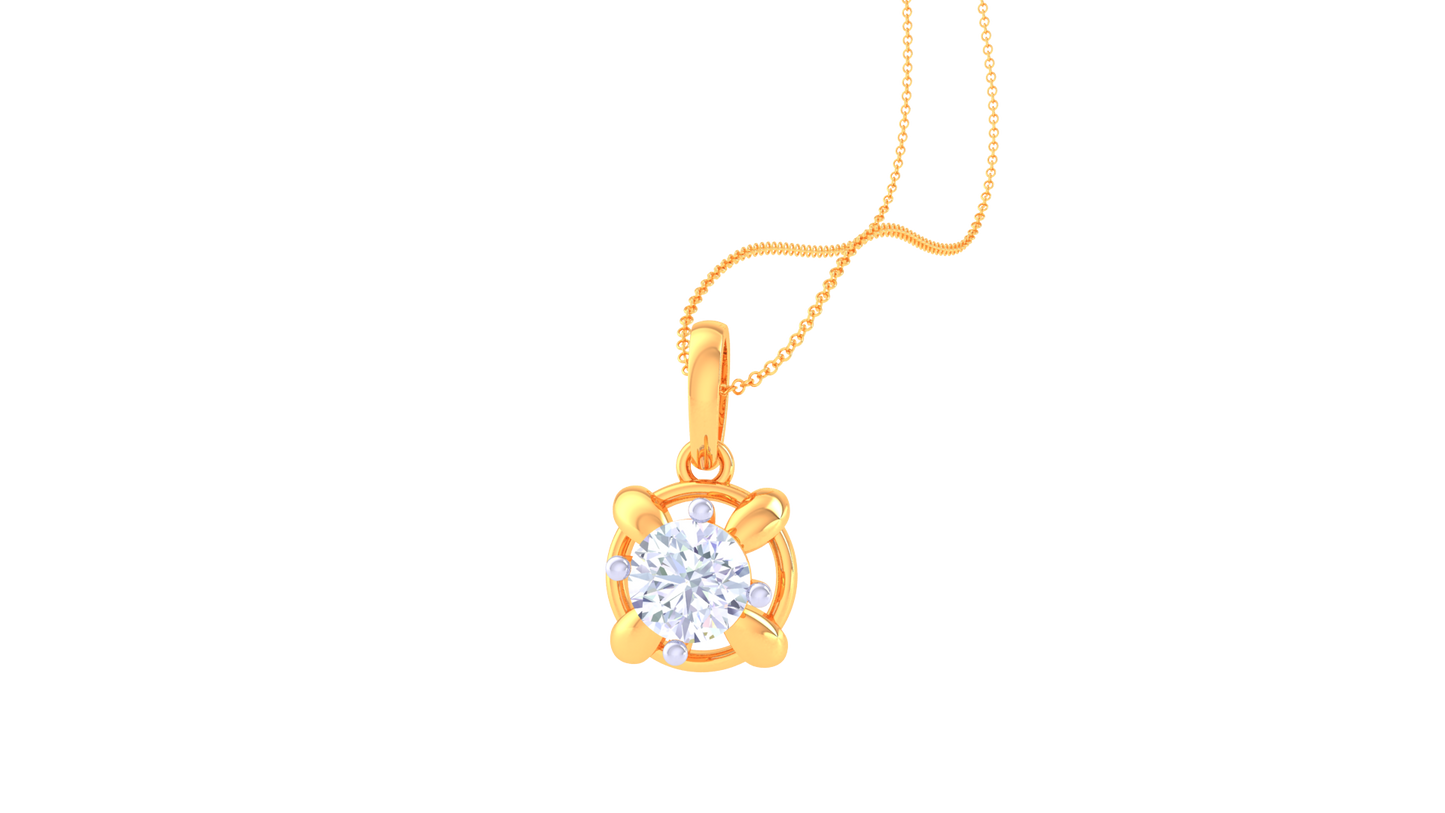 Flora Luxe Solitaire Pendent In Gold - 0.59 Ct Round Diamond