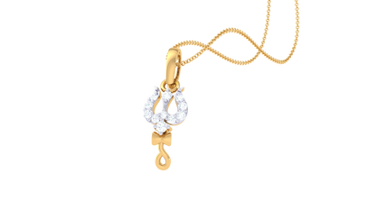 Teardrop Trishul Pendant In Gold - 0.06 Ct Sparking Diamonds