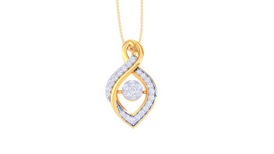 Enchanting Leaf Pendant in Gold with 0.27 Ct Diamonds