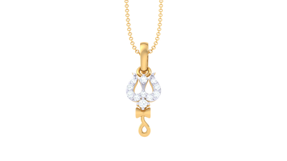Teardrop Trishul Pendant In Gold - 0.06 Ct Sparking Diamonds