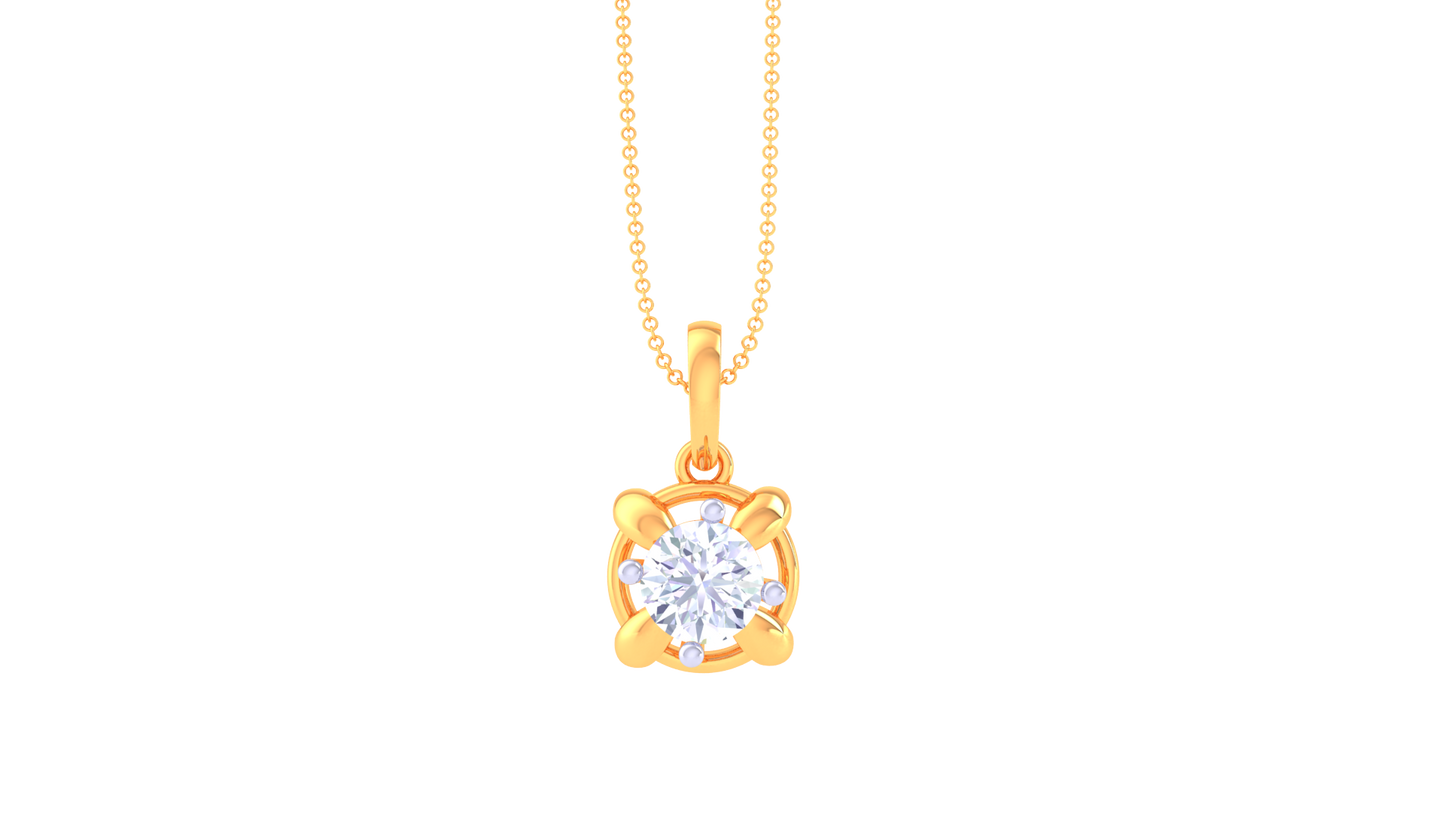 Flora Luxe Solitaire Pendent In Gold - 0.59 Ct Round Diamond