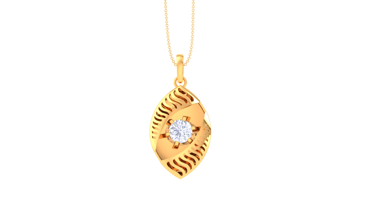 Marquise Radiance Gold Pendent -0.59 Ct Round Diamond