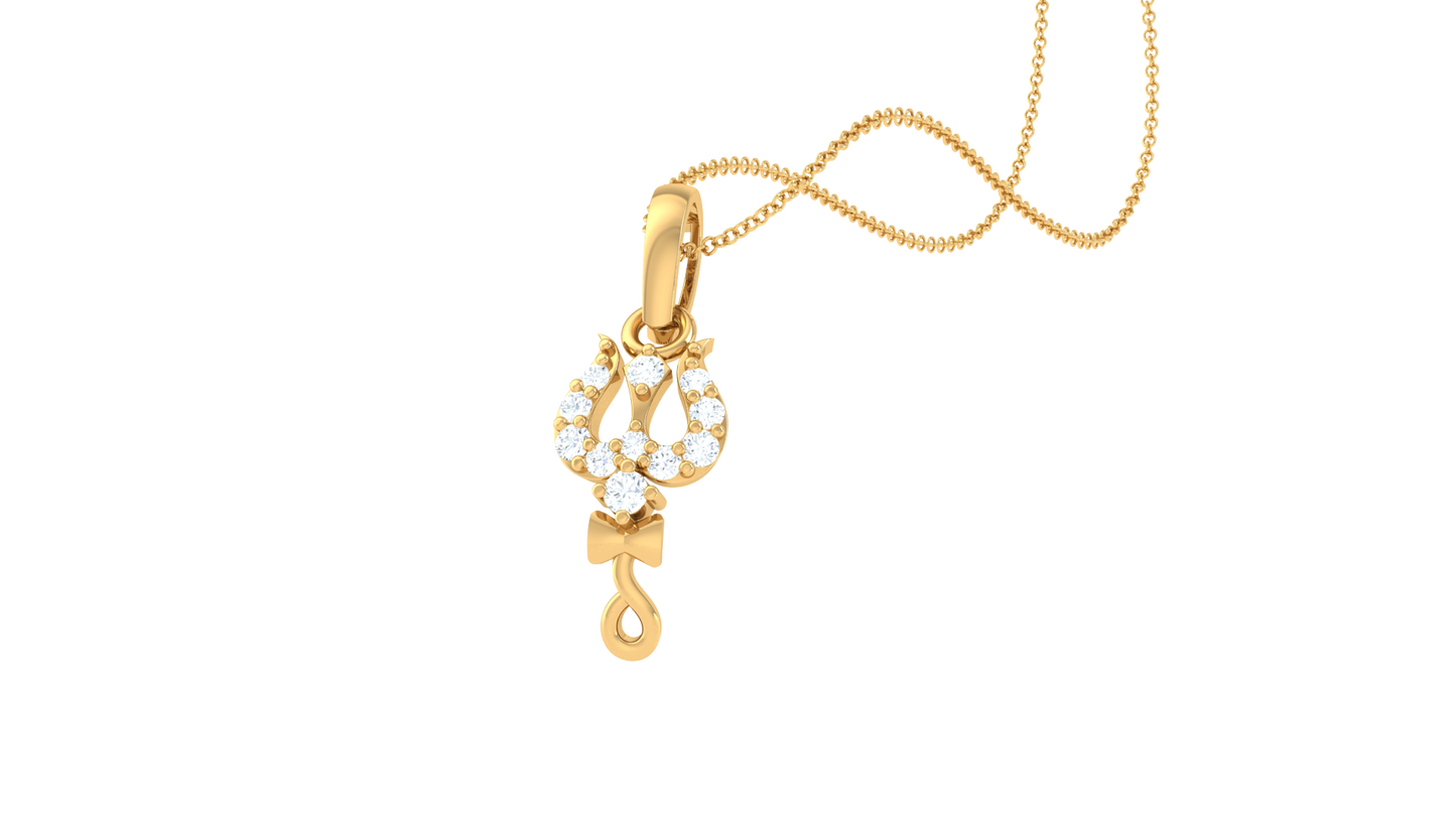 Teardrop Trishul Pendant In Gold - 0.06 Ct Sparking Diamonds