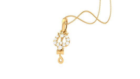 Teardrop Trishul Pendant In Gold - 0.06 Ct Sparking Diamonds