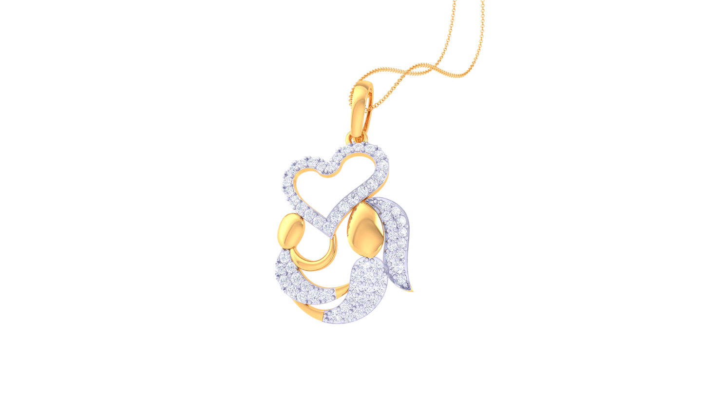 Fancy Heart Design Gold and Diamond Pendent - 0.59 Ct