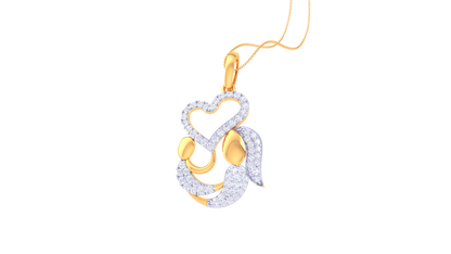 Fancy Heart Design Gold and Diamond Pendent - 0.59 Ct