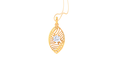 Verdant Grace Leaf Pendant In Sculpted Rose Gold - 0.59 Ct Round Diamond