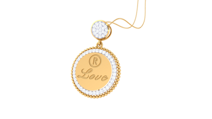 Personalized Circle Of Love Gold Pendant - 0.42 Ct Brilliant Cut Diamonds
