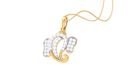 Divine Shri Ganesha Pendant In Gold - 0.25 Ct Diamond Accents