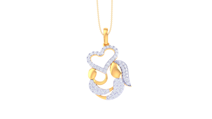 Fancy Heart Design Gold and Diamond Pendent - 0.59 Ct