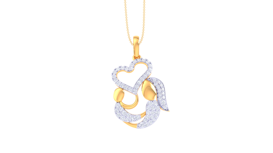 Fancy Heart Design Gold and Diamond Pendent - 0.59 Ct