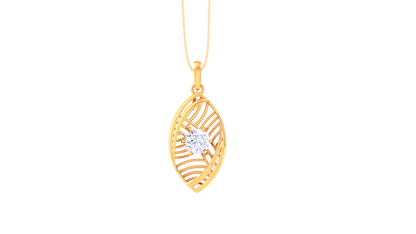 Verdant Grace Leaf Pendant In Sculpted Rose Gold - 0.59 Ct Round Diamond