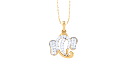Divine Shri Ganesha Pendant In Gold - 0.25 Ct Diamond Accents