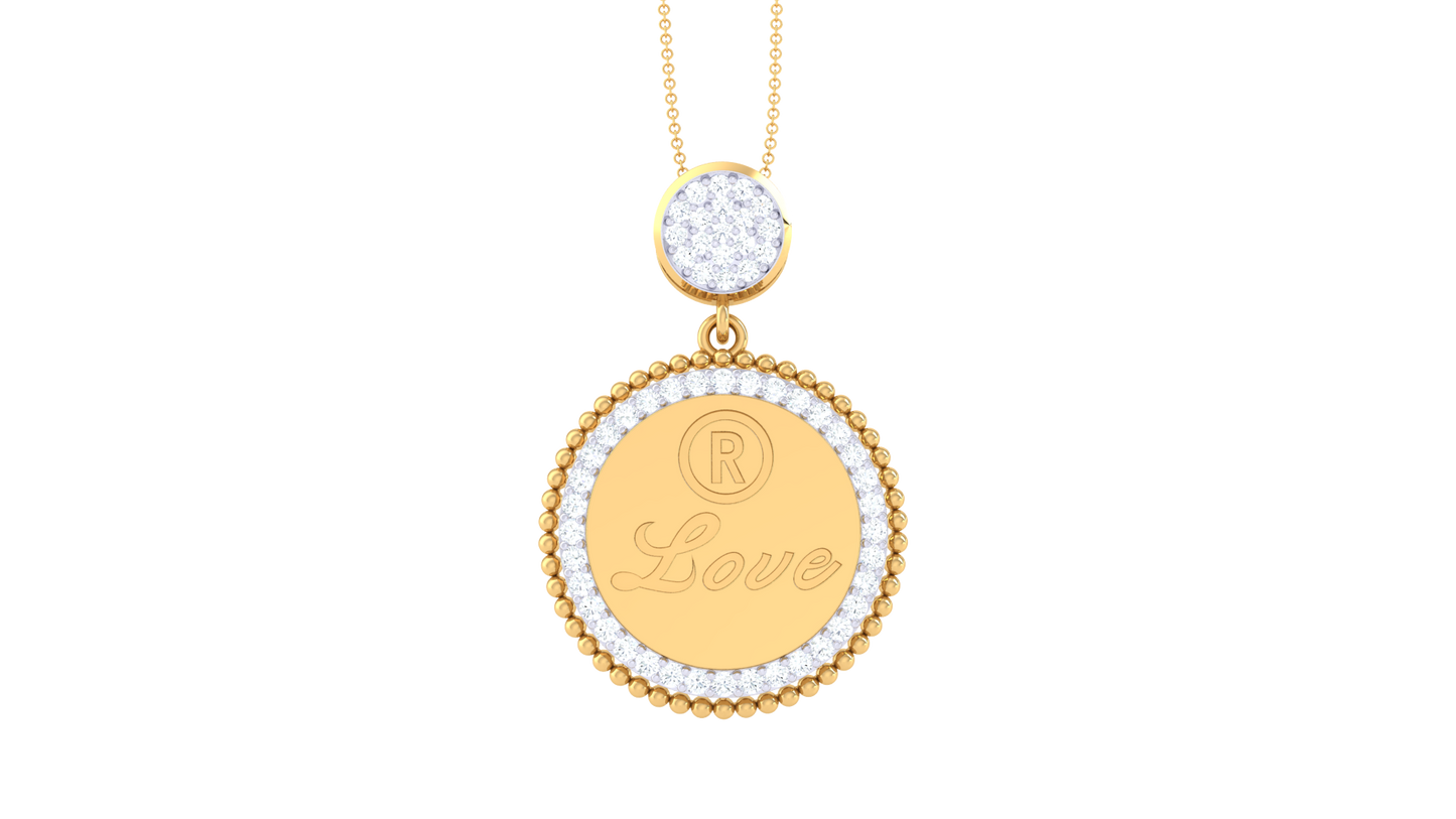 Personalized Circle Of Love Gold Pendant - 0.42 Ct Brilliant Cut Diamonds