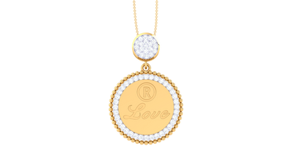 Personalized Circle Of Love Gold Pendant - 0.42 Ct Brilliant Cut Diamonds
