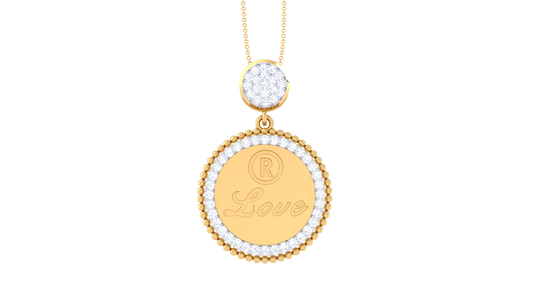 Personalized Circle Of Love Gold Pendant - 0.42 Ct Brilliant Cut Diamonds