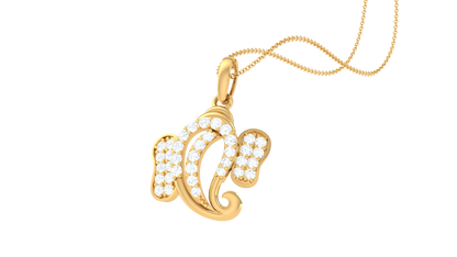 Divine Shri Ganesha Pendant In Gold - 0.25 Ct Diamond Accents