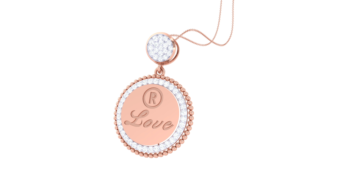 Personalized Circle Of Love Gold Pendant - 0.42 Ct Brilliant Cut Diamonds