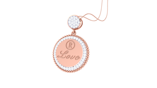 Personalized Circle Of Love Gold Pendant - 0.42 Ct Brilliant Cut Diamonds