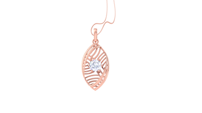 Verdant Grace Leaf Pendant In Sculpted Rose Gold - 0.59 Ct Round Diamond