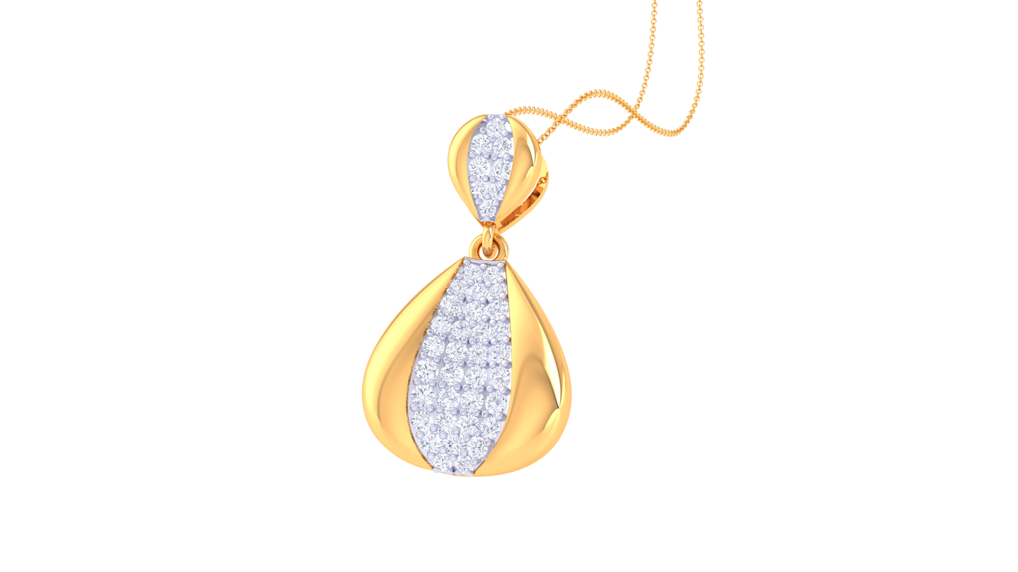 Elegance Stream Pendant In Gold  – 0.43 Ct Sparkling Diamonds