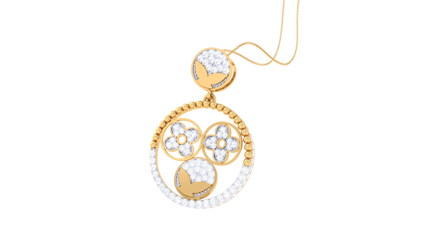 Radiant Bloom Circular Pendant - 0.78 Ct Diamonds In Gold