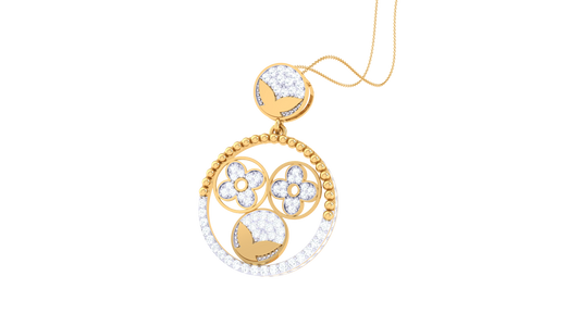 Radiant Bloom Circular Pendant - 0.78 Ct Diamonds In Gold