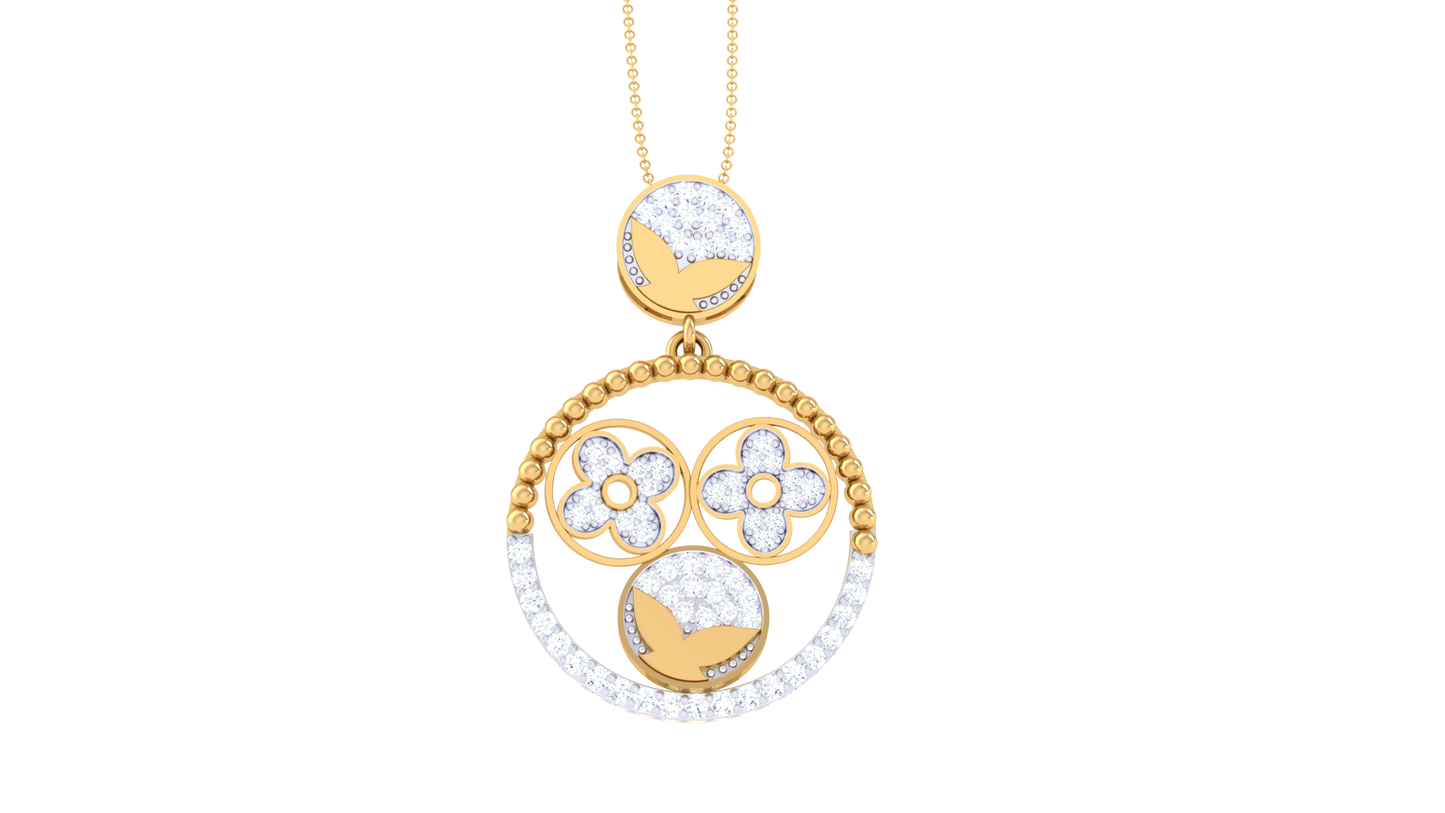 Radiant Bloom Circular Pendant - 0.78 Ct Diamonds In Gold