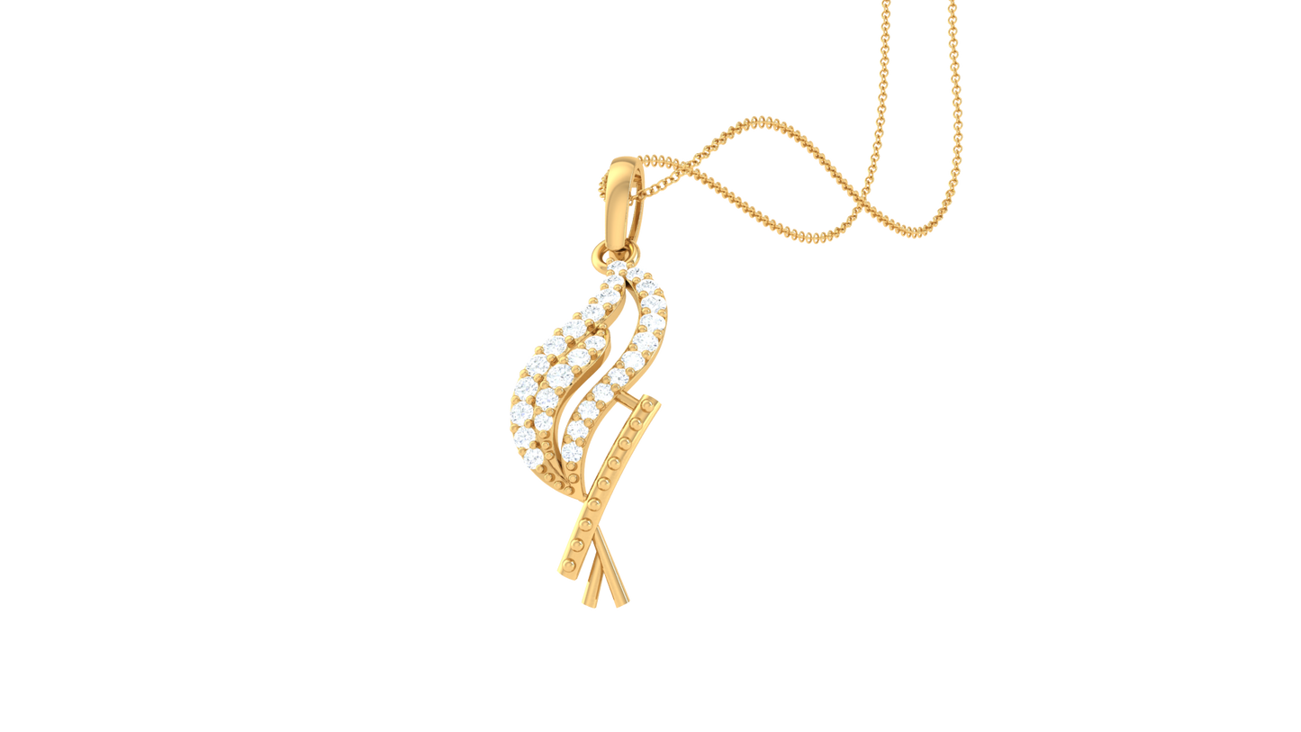 Krishna Pendant In Gold - 0.14 Ct Diamond Accents