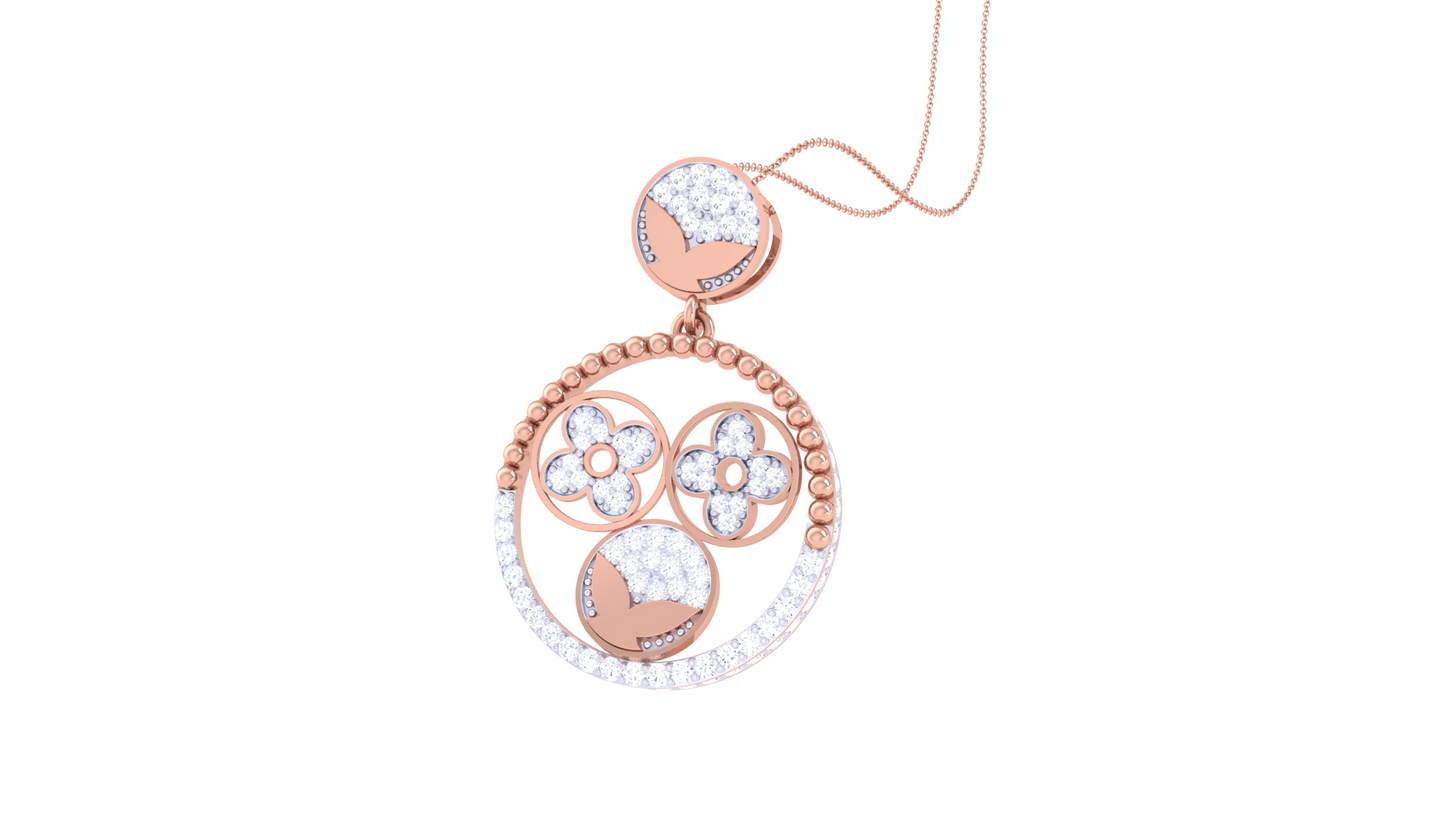 Radiant Bloom Circular Pendant - 0.78 Ct Diamonds In Gold