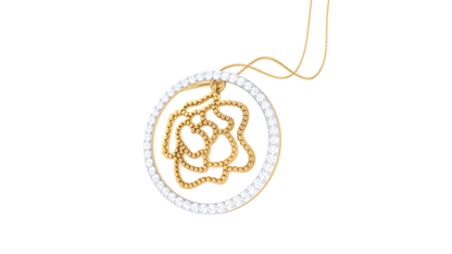 Abstract Rose Diamond Pendant In Gold – 0.39 Ct