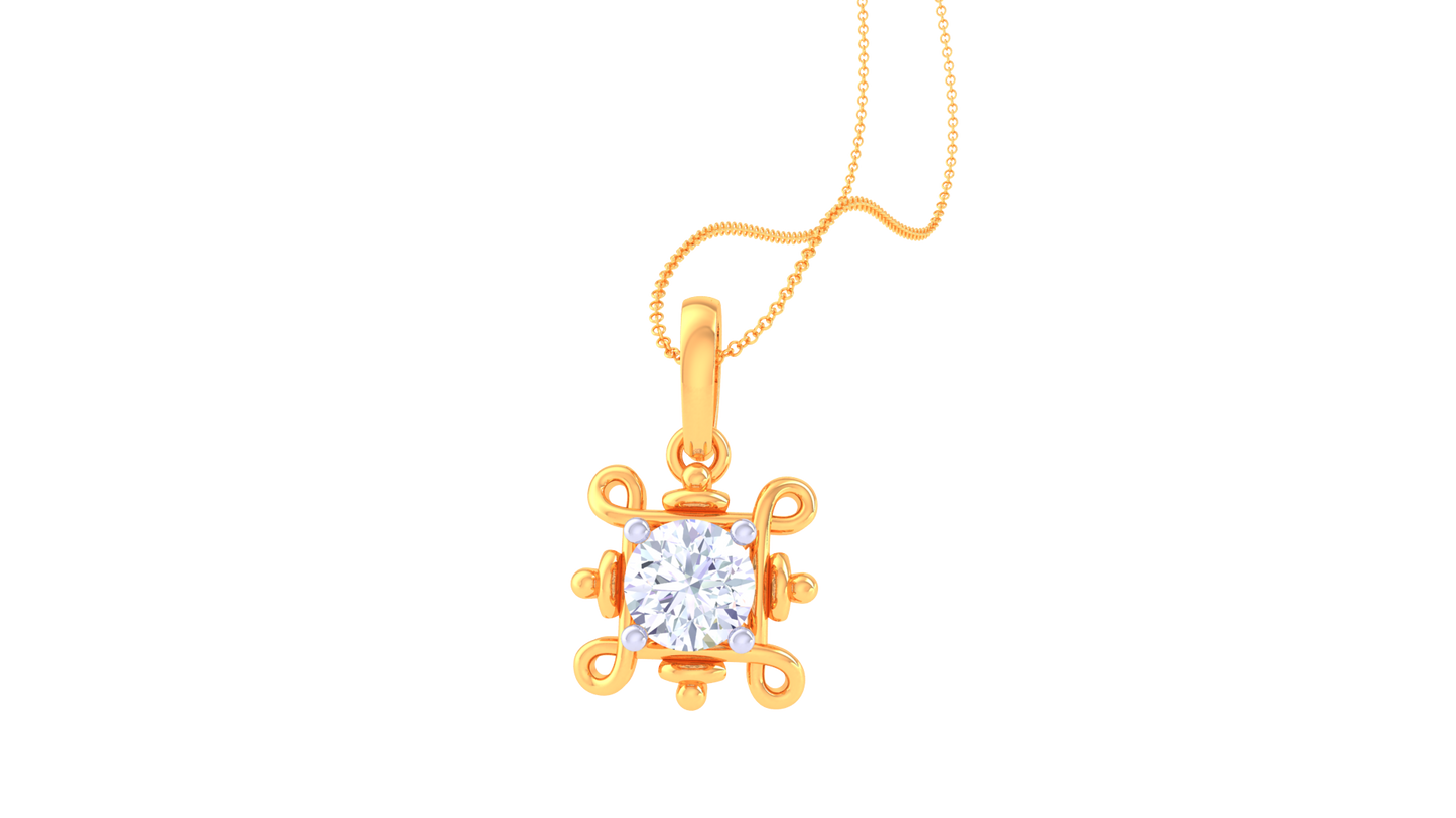 The Classic Bloom Solitaire Pendent In Gold - 0.59 Ct Round Diamond