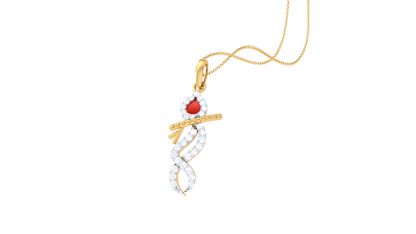 Shri Krishna Gold Pendent - 0.16 Ct Diamond Accents and Ruby Center
