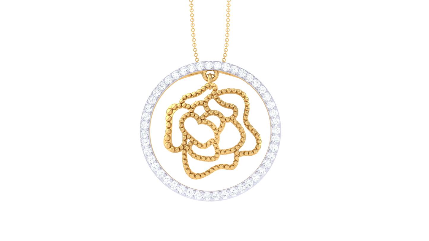 Abstract Rose Diamond Pendant In Gold – 0.39 Ct