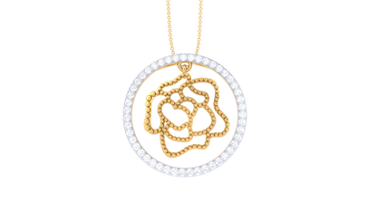 Abstract Rose Diamond Pendant In Gold – 0.39 Ct