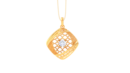 Lattice Glow Pendent In Rose Gold - 0.59 Ct Round Diamond In Center