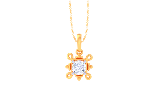 The Classic Bloom Solitaire Pendent In Gold - 0.59 Ct Round Diamond