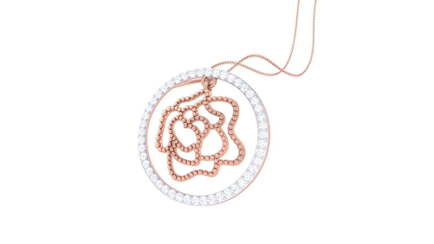 Abstract Rose Diamond Pendant In Gold – 0.39 Ct