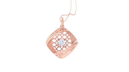 Lattice Glow Pendent In Rose Gold - 0.59 Ct Round Diamond In Center