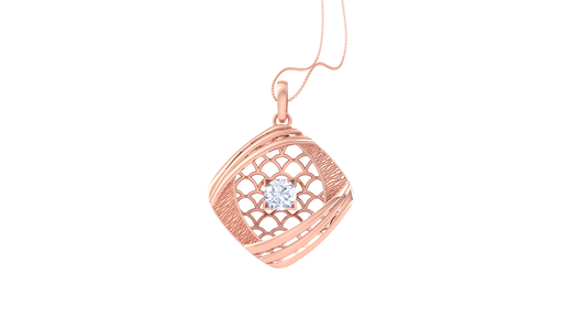 Lattice Glow Pendent In Rose Gold - 0.59 Ct Round Diamond In Center