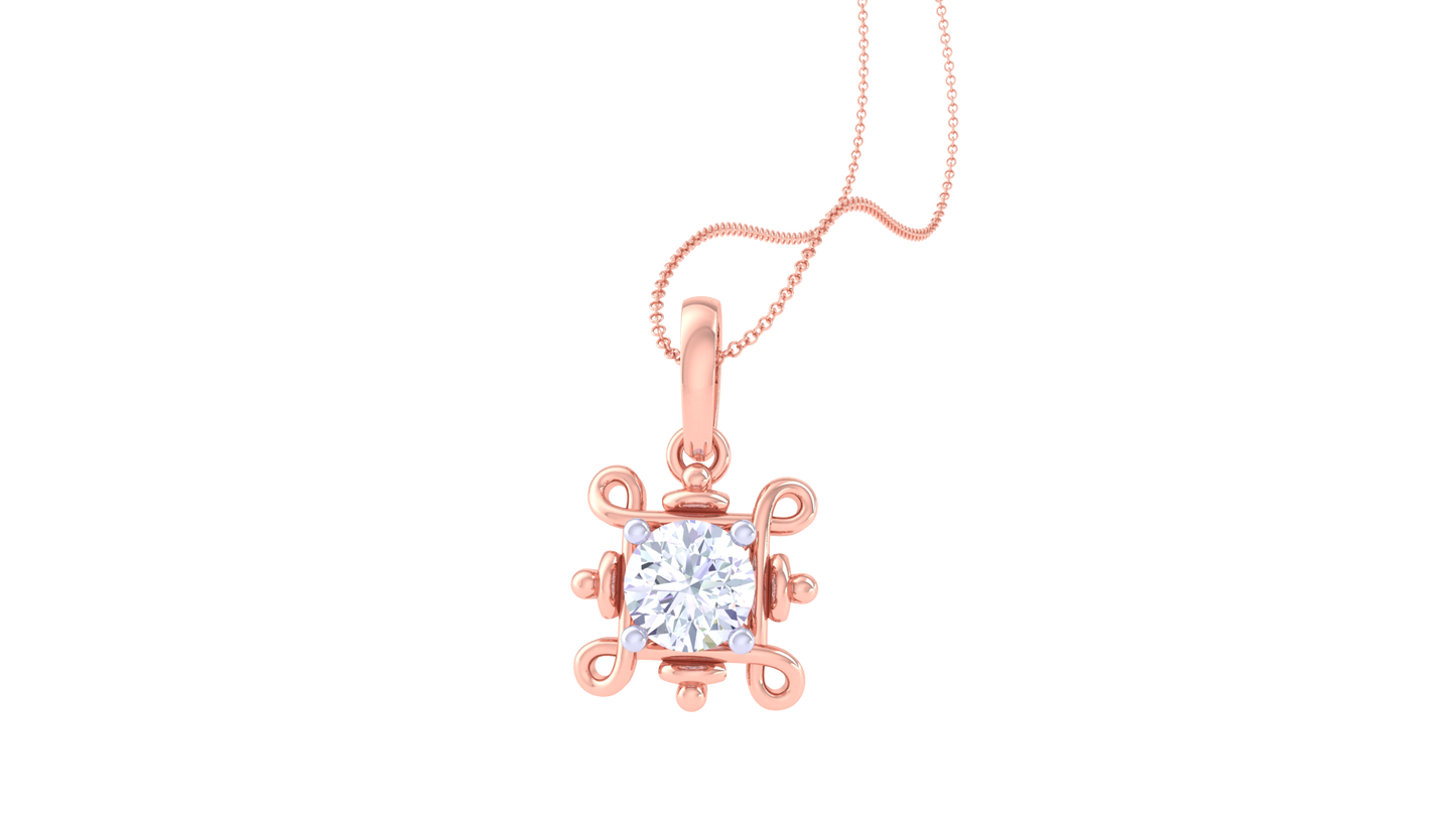 The Classic Bloom Solitaire Pendent In Gold - 0.59 Ct Round Diamond