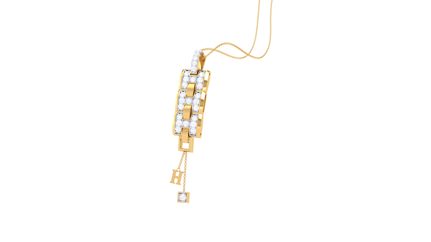 Geometric Link Pendant In Gold – 0.23 Ct Diamonds