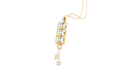 Geometric Link Pendant In Gold – 0.23 Ct Diamonds