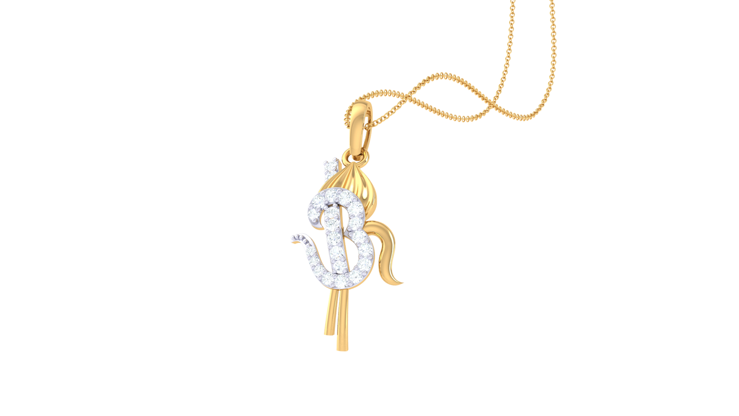 Om Harmony Pendant In Gold - 0.13 Ct Sparking Diamond