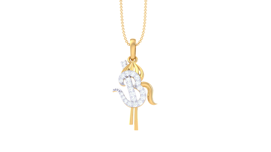 Om Harmony Pendant In Gold - 0.13 Ct Sparking Diamond
