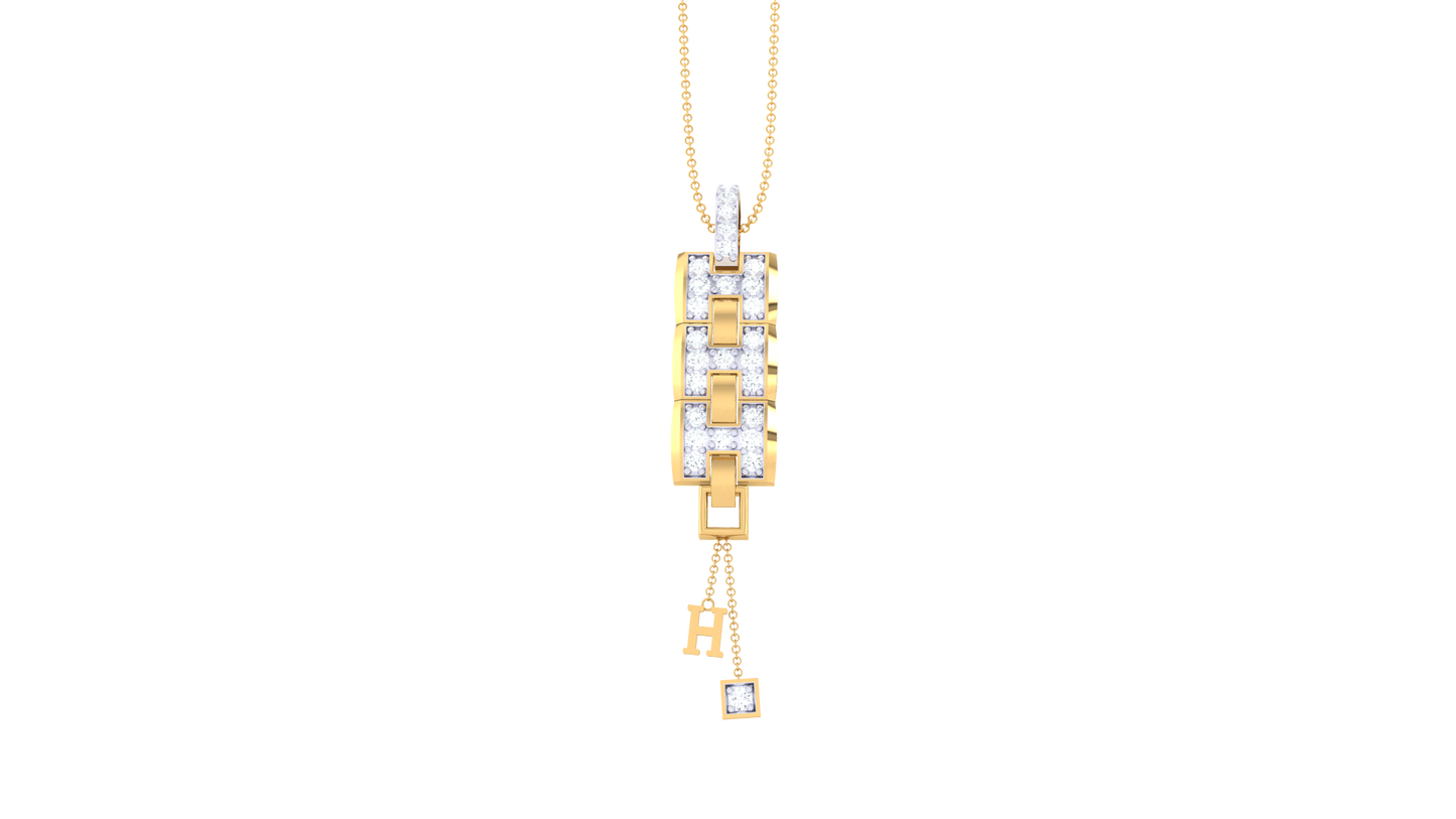 Geometric Link Pendant In Gold – 0.23 Ct Diamonds
