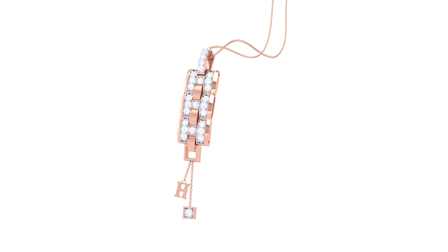 Geometric Link Pendant In Gold – 0.23 Ct Diamonds