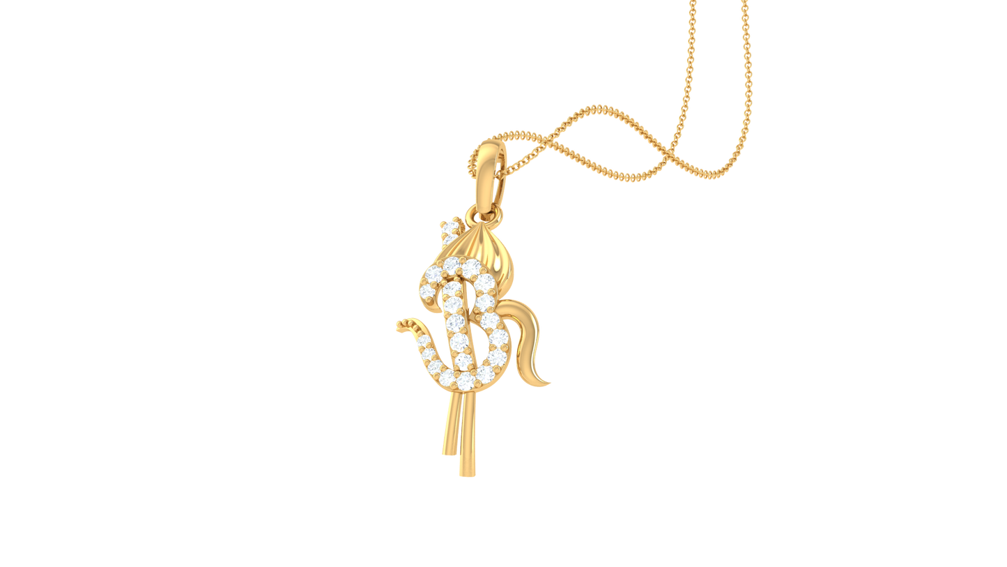 Om Harmony Pendant In Gold - 0.13 Ct Sparking Diamond